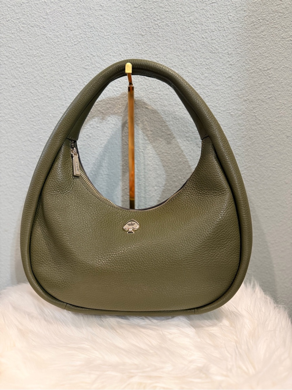 Kate Spade Layla Lg Cred Shldr Seaweed Pebbled Leather